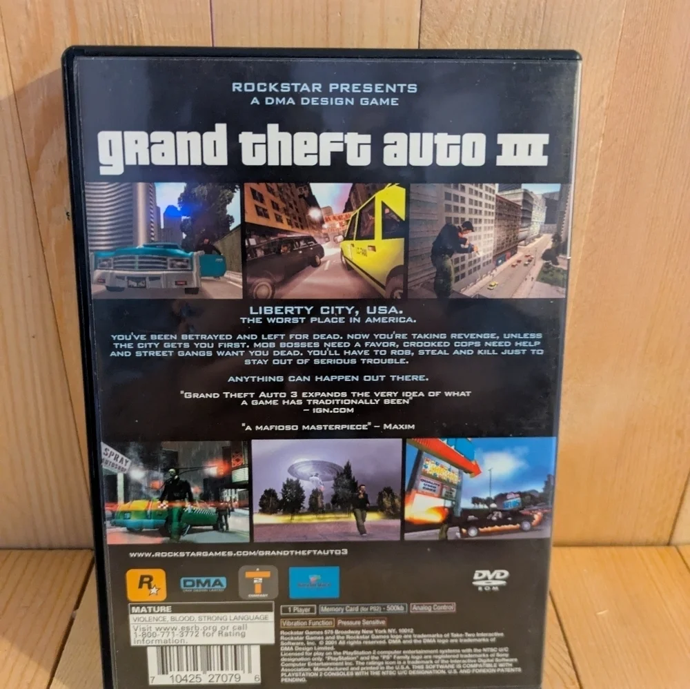 Grand Theft Auto III for Sony 2 - Black Case Game Used